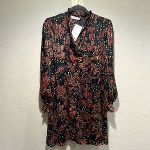 New Mango floral mini dress with lurex